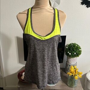 Avia Heather Gray Tank with Neon Yellow Trim